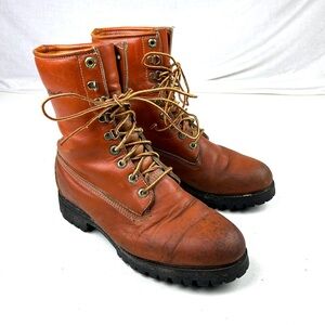 Vintage Eddie Bauer Logger Work Hiking Boots Leather Vibram Men's 8.5 W Made USA